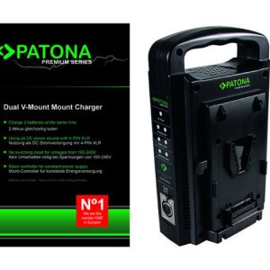 PATONA Dual V-Mount Ladegerät f. Sony BP-95W BP-GL65 BP-190WS mit 4-Pin XLR Kabel Sony