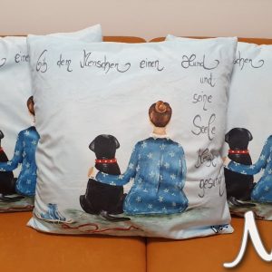 XXL Kissen 60cm x 60cm „Gib dem Menschen einen Hund…und seine Seele bleibt gesund“