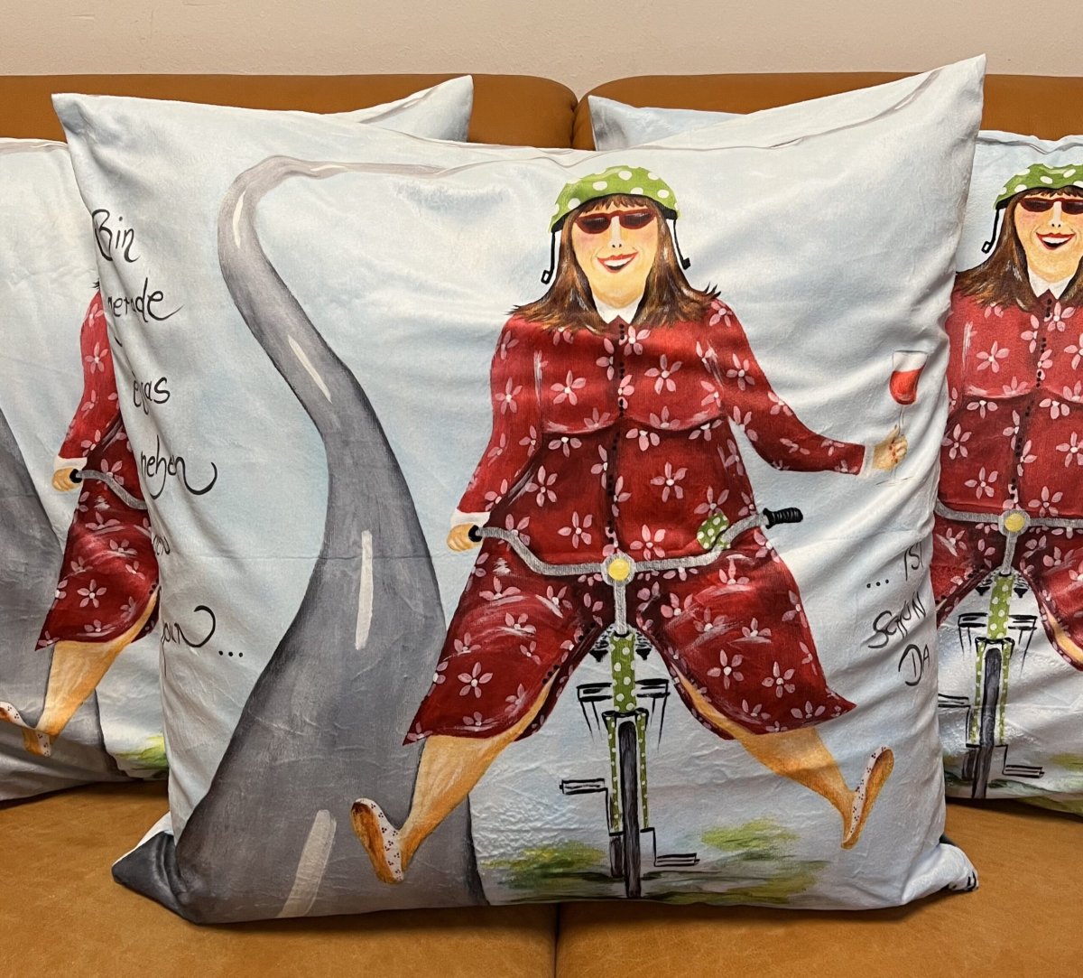 XXL Kissen 60cm x 60cm „Bin gerade etwas neben der Spur…..ist schön da“ – Bild 2