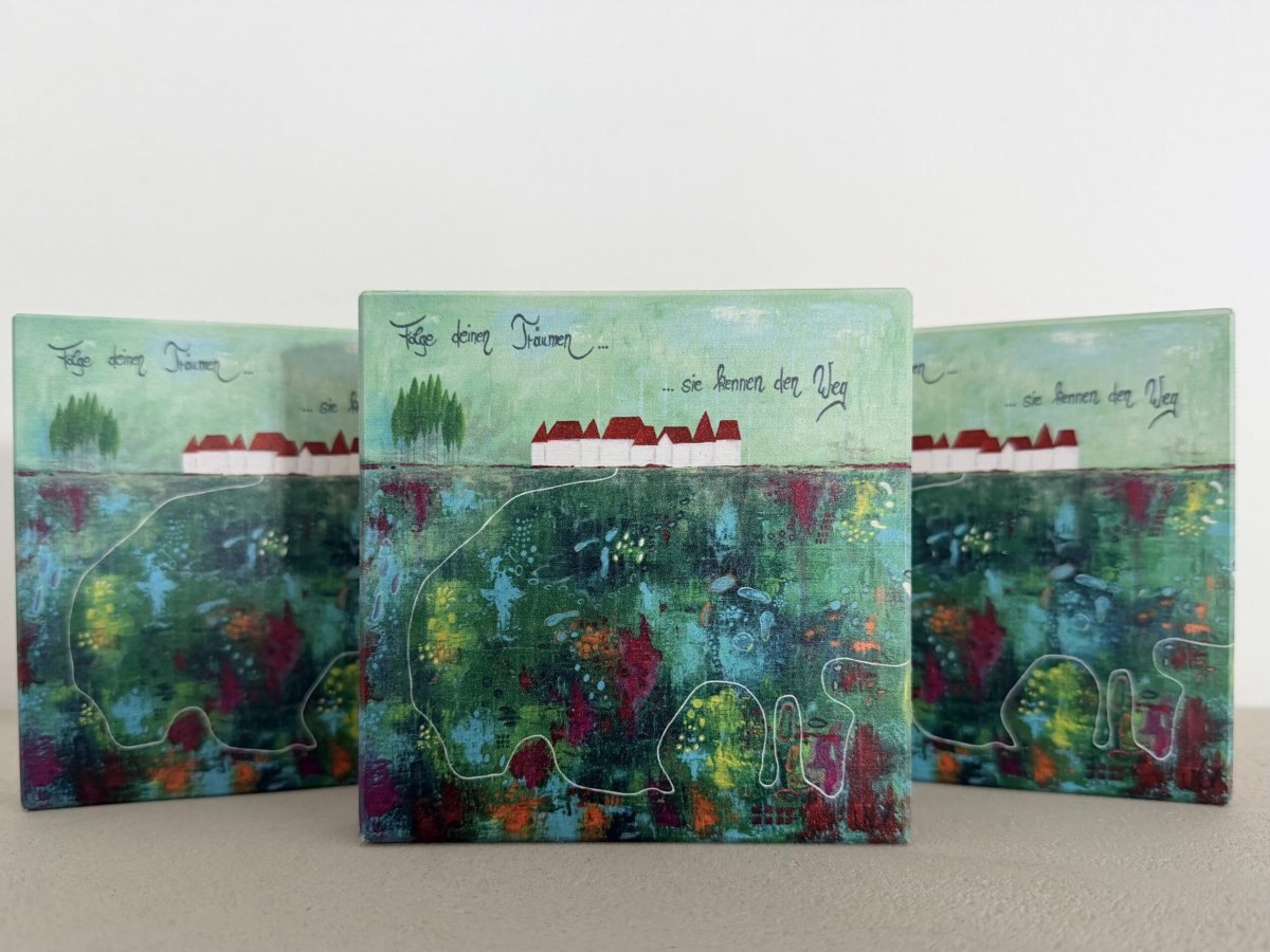 HOLZBILD 10cm x 10cm „Folge deinen Träumen……sie kennen den Weg“ – Bild 2