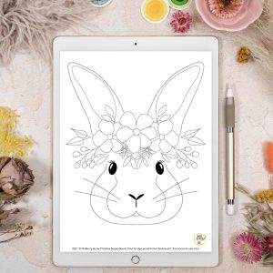 Vorlage Hase mit Blumenkrone [Digital]