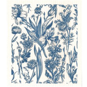 Dishcloth Vintage Blue Flowers