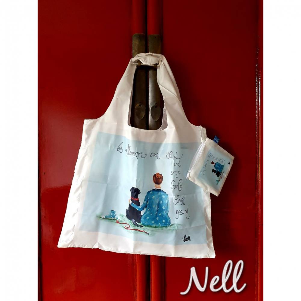 Einkaufstasche/Shoppingbag „Gib dem Menschen einen Hund und seine Seele wird gesund“ – Bild 2