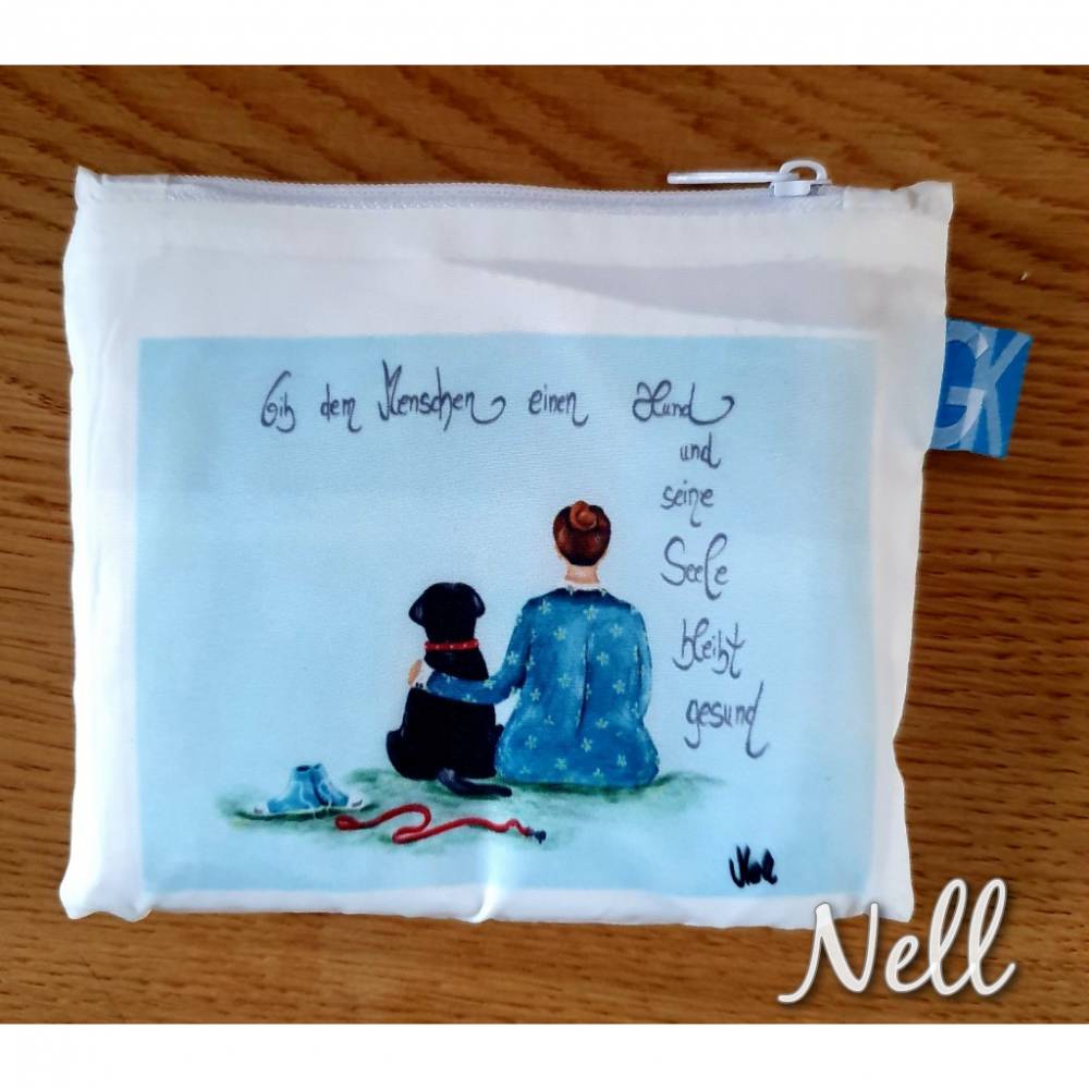 Einkaufstasche/Shoppingbag „Gib dem Menschen einen Hund und seine Seele wird gesund“ – Bild 3