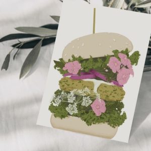 Karte *Burger mit Blumen*